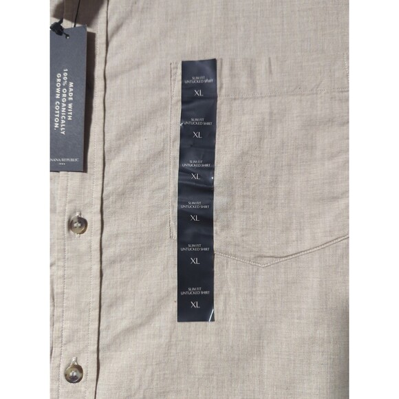 Banana Republic Men's XL Beige Cream Button Down Shirt Slim Untucked Fit NWT - Picture 4 of 7